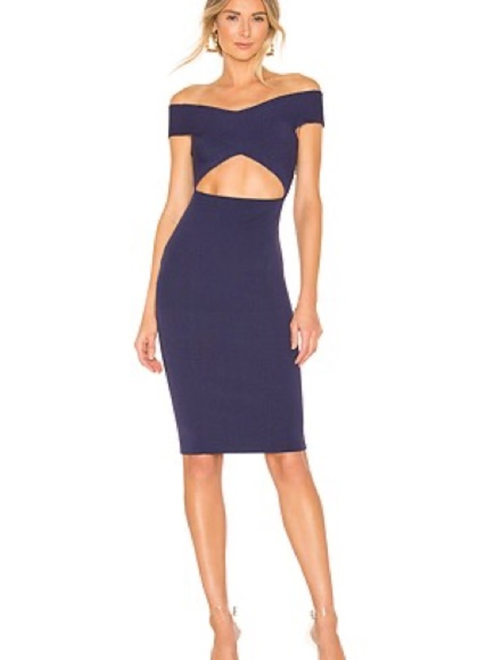 SUPERDOWN Hallie Cut Out Midi Dress in Navy NWOT M